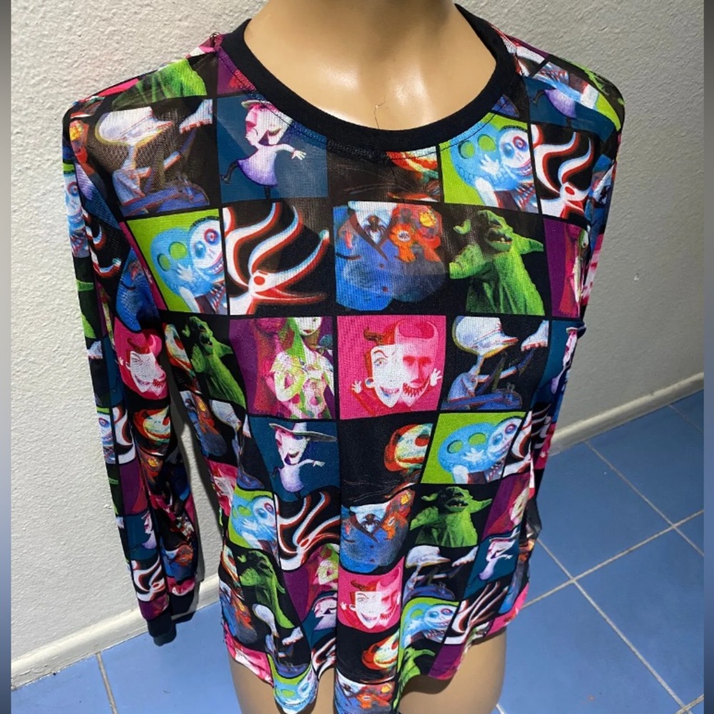 DISNEY Nightmare Before Christmas Long Sleeve Stretch Top w Tank Liner small
